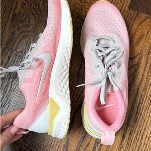 Women’s Nike React Pink and White Running Shoes